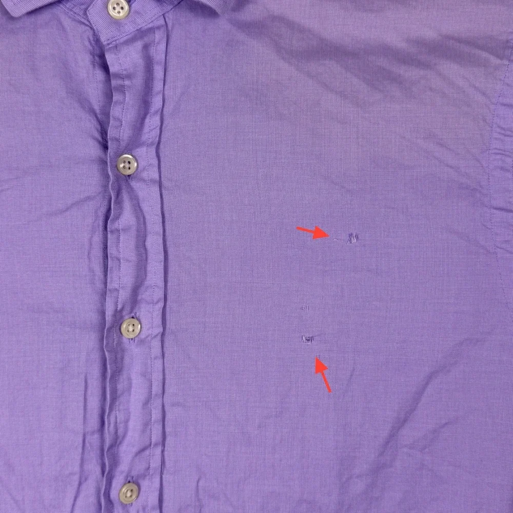 Polo Ralph Lauren Button Down Men 16 Large Slim Fit Purple Herringbone Poplin